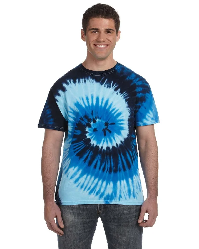 Tie-Dye 100% Cotton Tie-Dyed T-Shirt | Blue Ocean Silk Blend Satin Velvet