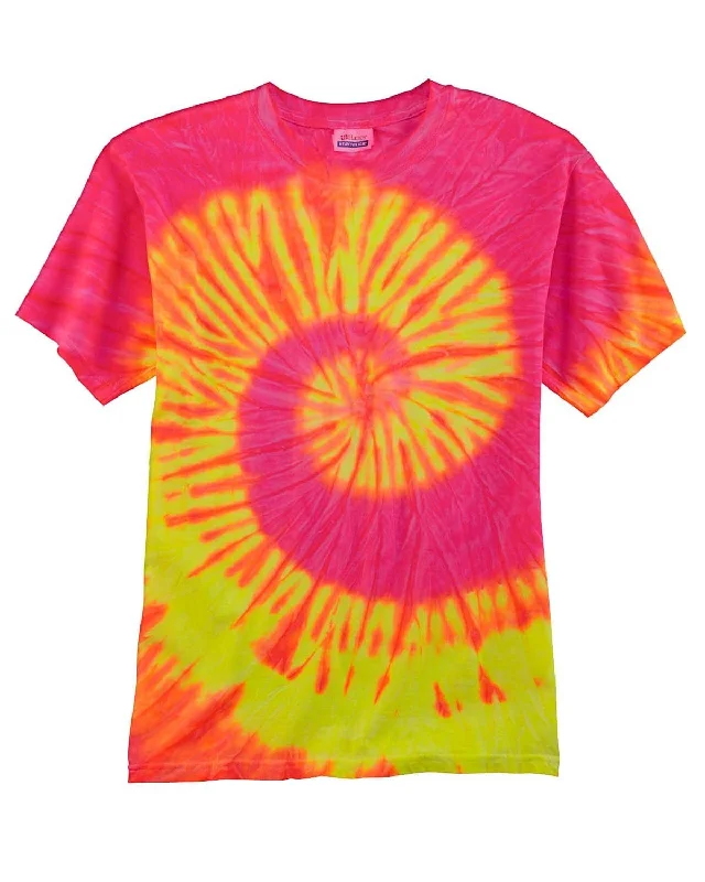 Tie-Dye 100% Cotton Tie-Dyed T-Shirt | Fluorescent Swrl Fleece Nylon Spandex