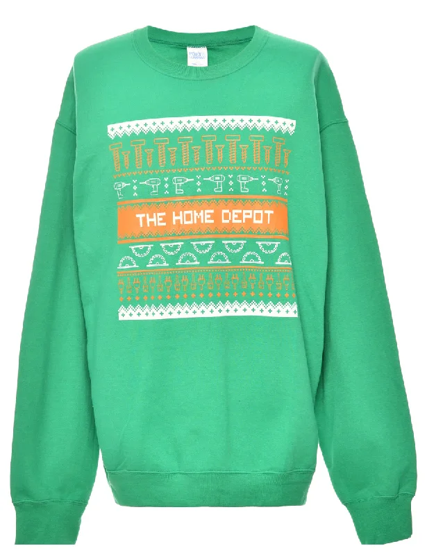 Festive Season Green Christmas Jumper - XL Anti-Pilling Anti-Shrink Durable