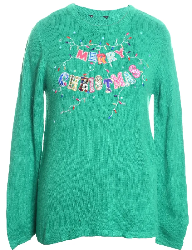 Festive Season Green Knit Christmas Jumper - M Layered Multi-layer Single Layer