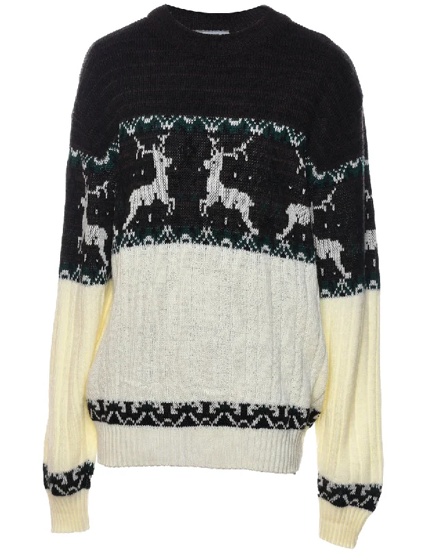 Festive Season Nordic Jumper - L Mesh Blend Leather Blend Suede Blend