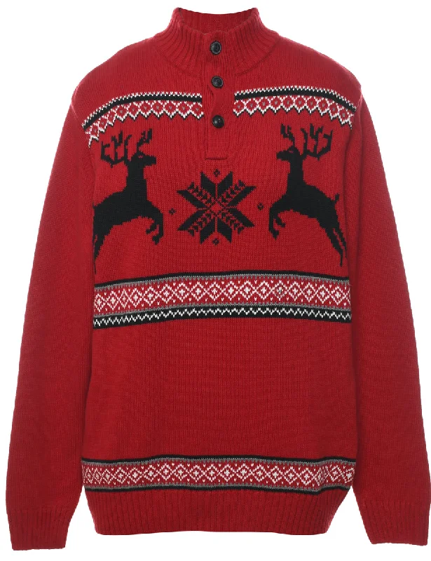 Festive Season Nordic Jumper - M Collared Crew Neck Turtle Neck