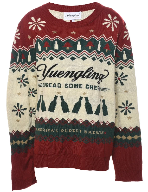 Festive Season Yuengling Christmas Jumper - L Open Front Closed Front Wrap Front