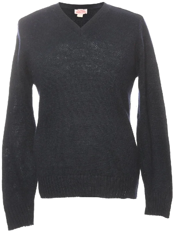 Fine Knit Navy Jumper - L Neon Metallic Matte