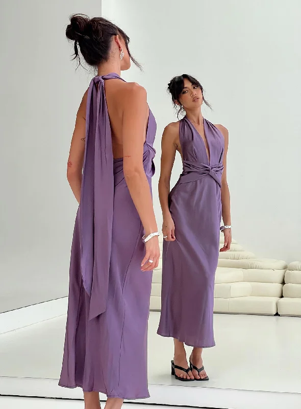 Acesa Maxi Dress Mauve Trendy Floral Print Maxi Dress