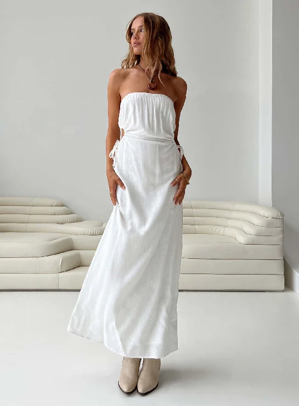 Azie Maxi Dress White Elegant Boho Maxi Dress