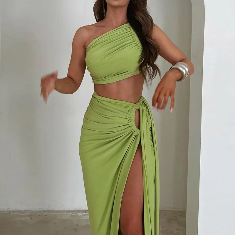 Fashion Asymmetric Sleeveless Maxi Dress Elegant Maxi Dress with Belt