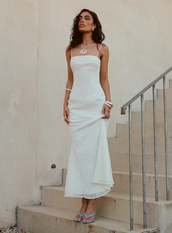 Hanlen Maxi Dress White Trendy Short Sleeve Maxi Dress