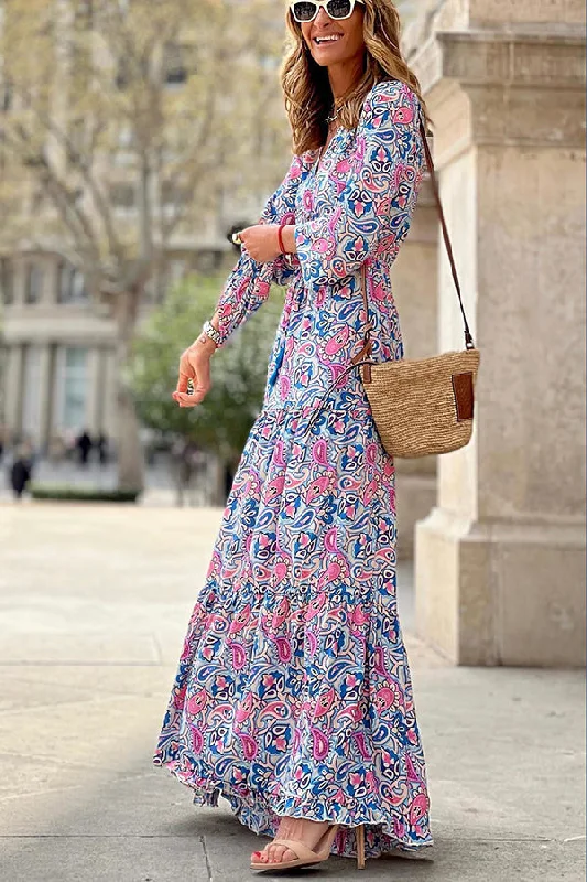 Lilipretty Infinite Days Paisley Print Maxi Dress Fashionable Maxi Dress with Fringe