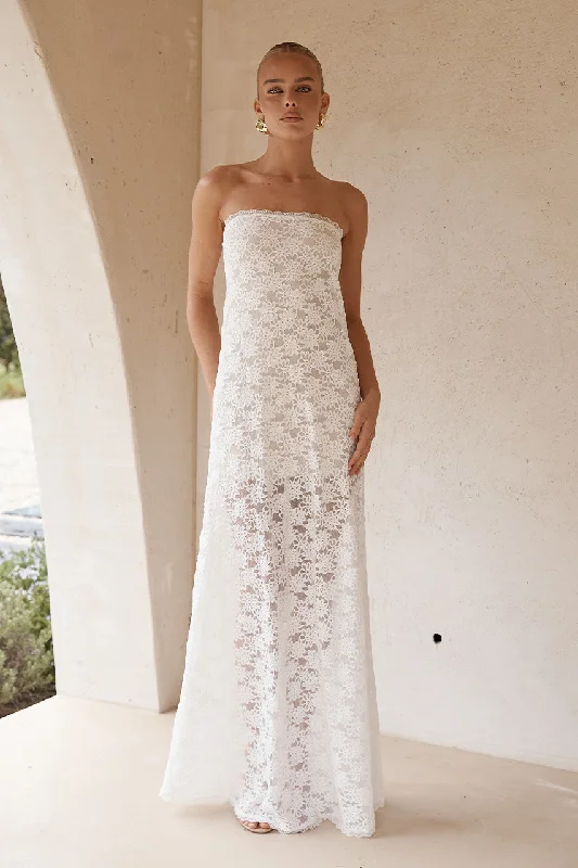 KINERA MAXI DRESS - WHITE Stylish Empire Waist Maxi Dress