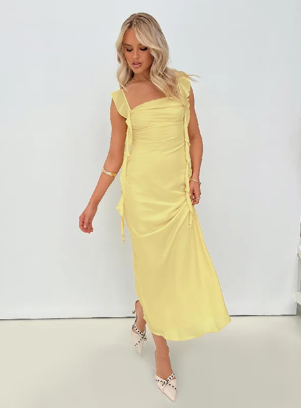 Lanai Maxi Dress Lemon Classic Solid Maxi Dress