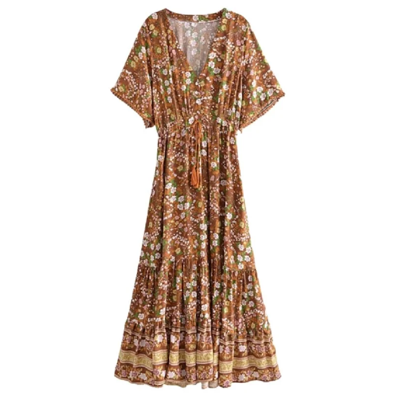 Mahala Bohemian Maxi Dress Comfortable Fitted Maxi Dress