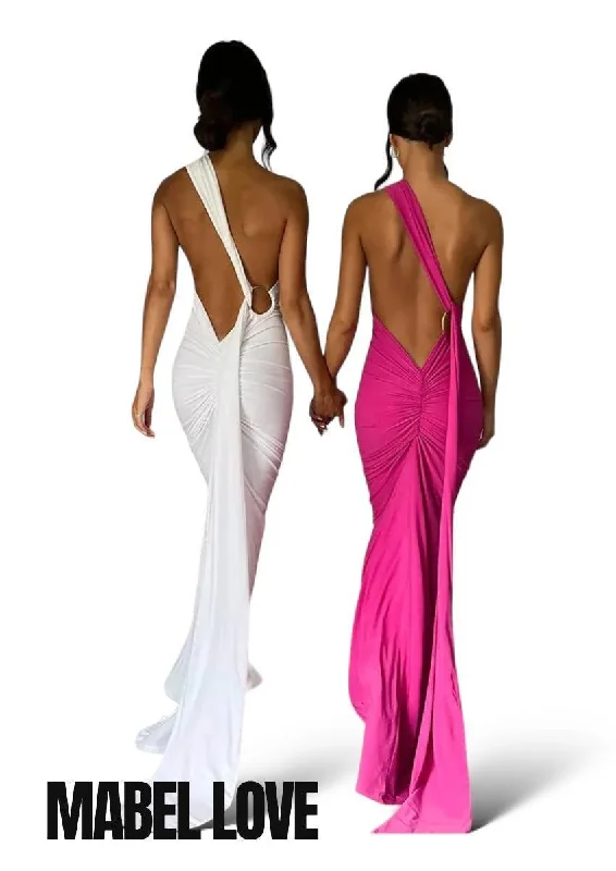 One Shoulder Backless Adjustable Maxi Dress Comfortable Casual Maxi Dress