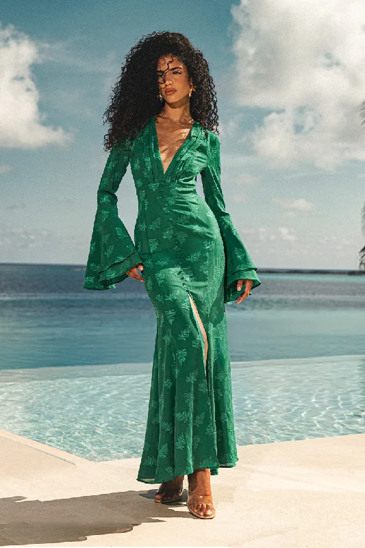 SAREY MAXI DRESS - EMERALD Stylish Button-Up Maxi Dress