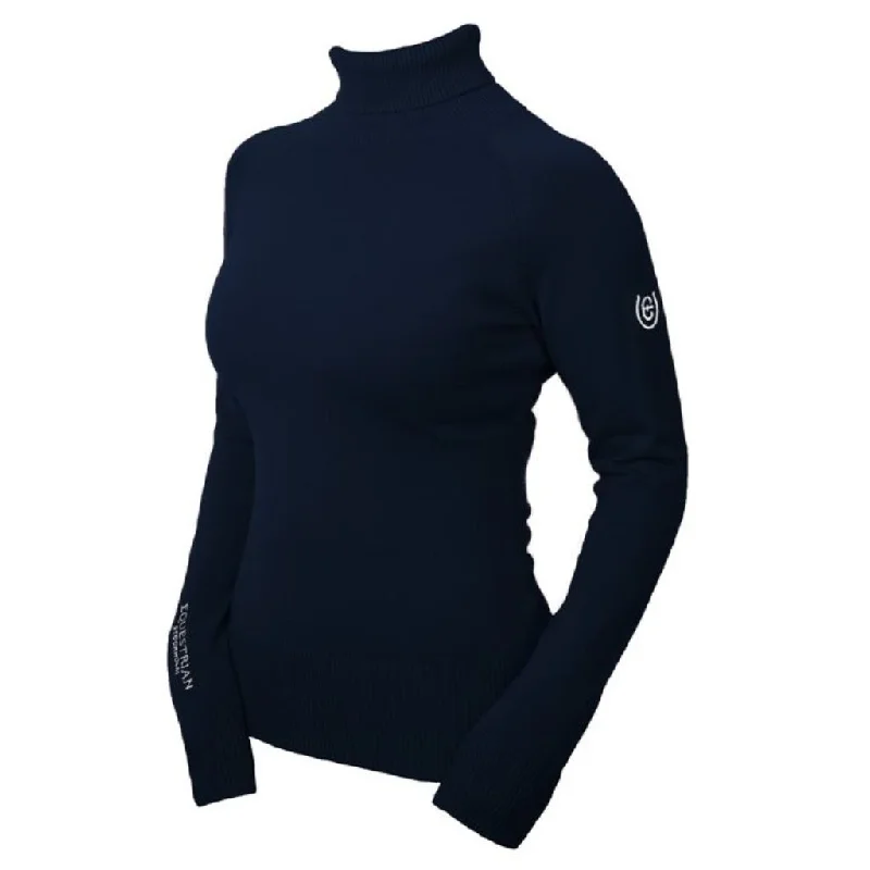 Equestrian Stockholm Polo Neck Jumper Midnight Blue Nylon Fabric Polyester Fabric Spandex Fabric