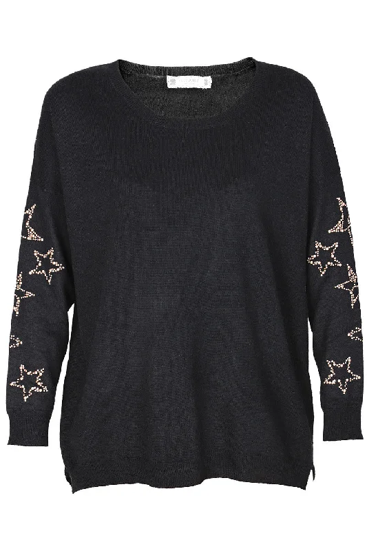 GALIENA Black Studded Jumper Anti-Pilling Anti-Shrink Durable