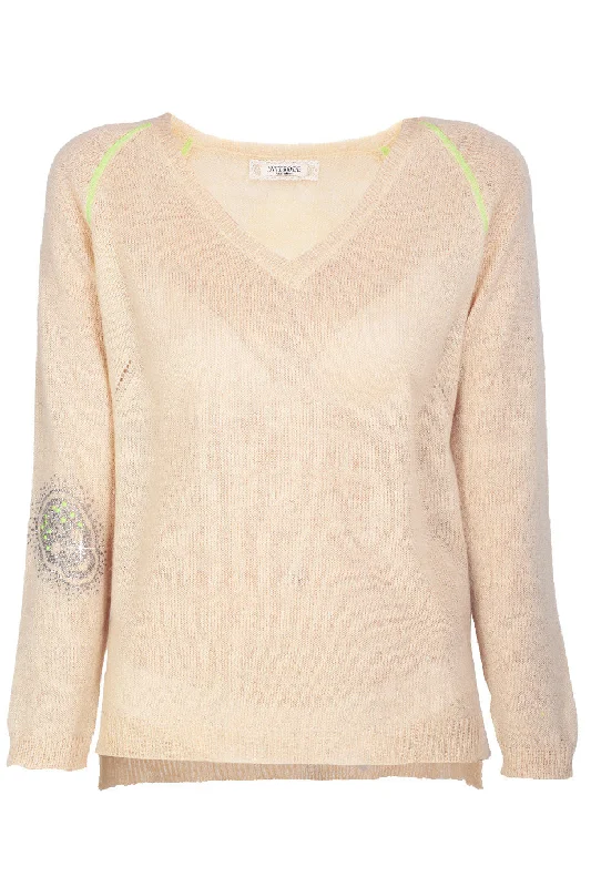 HELMA Beige Crystal Skull Jumper Neon Metallic Matte