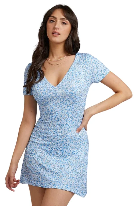 All About Eve | Womens Betty Mini Dress (Blue) Elegant Velvet Mini Dress