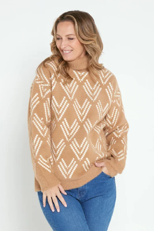 Amanda Jumper - Caramel Seamless Knitted Crochet