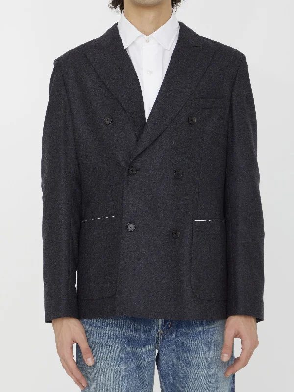 Anthracite Flannel Jacket Tailored Jacket Straight Jacket A-Line Jacket