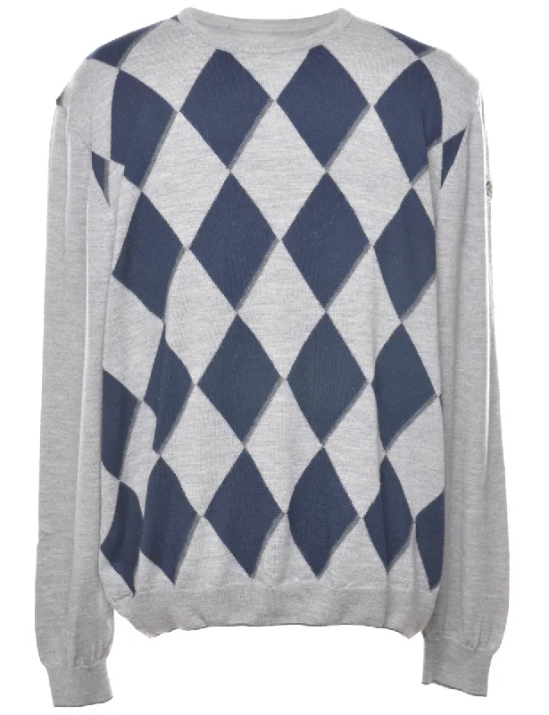 Argyle Knit Jumper - XL Sequined Glittery Shiny