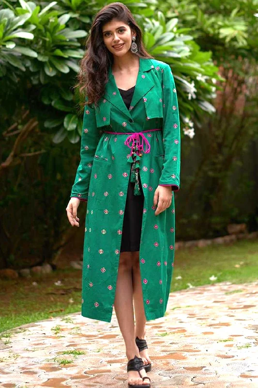 Bandhej Trench Jacket as seen on Sanjana Sanghi Cardigan Sweater Pullover