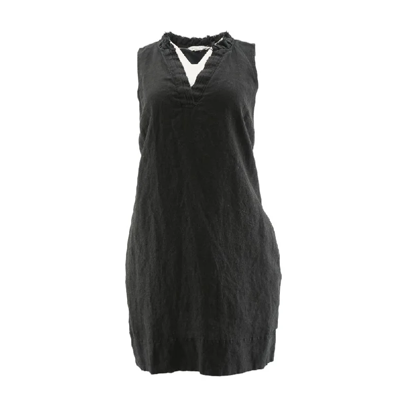 Black Solid Mini Dress Casual High-Waist Mini Dress