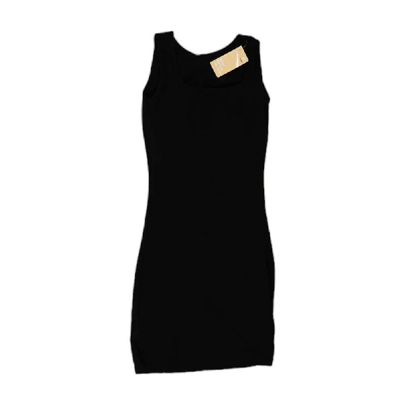 Black Solid Mini Dress Comfortable Fit-and-Flare Mini Dress