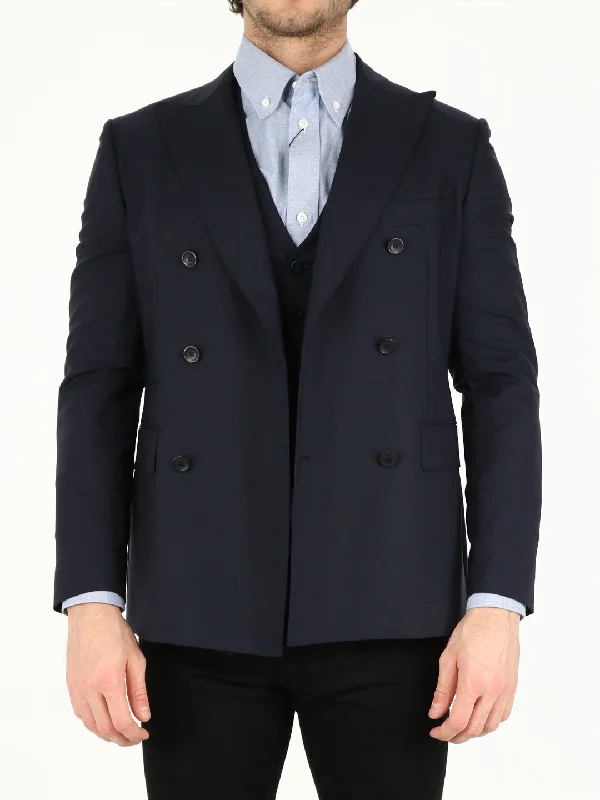 Blue Wool Jacket V-Neck Jacket Boat Neck Jacket Square Neck Jacket