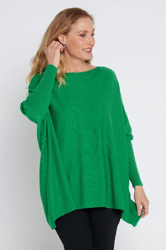 Button Back Knit Jumper - Emerald Wool Sweater Cotton Sweater Cashmere Sweater