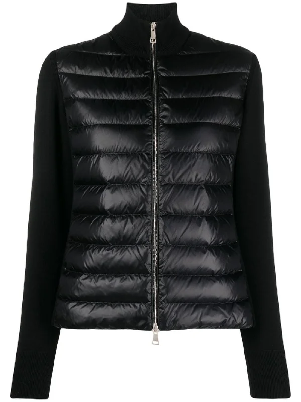 knitted-panels puffer jacket Welt Pockets Slit Pockets Flap Pockets