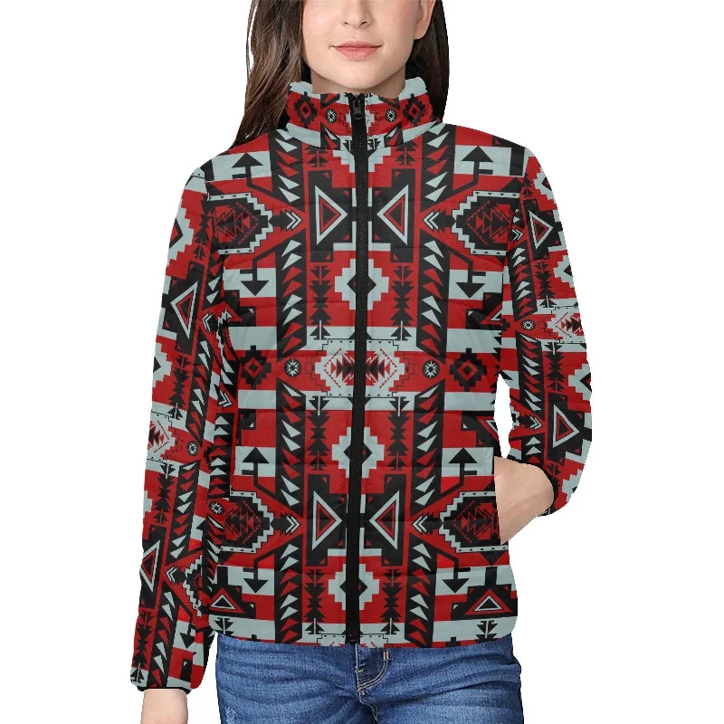 Chiefs Mountain Candy Sierra-Dark Women's Stand Collar Padded Jacket Front Pockets Side Pockets Patch Pockets