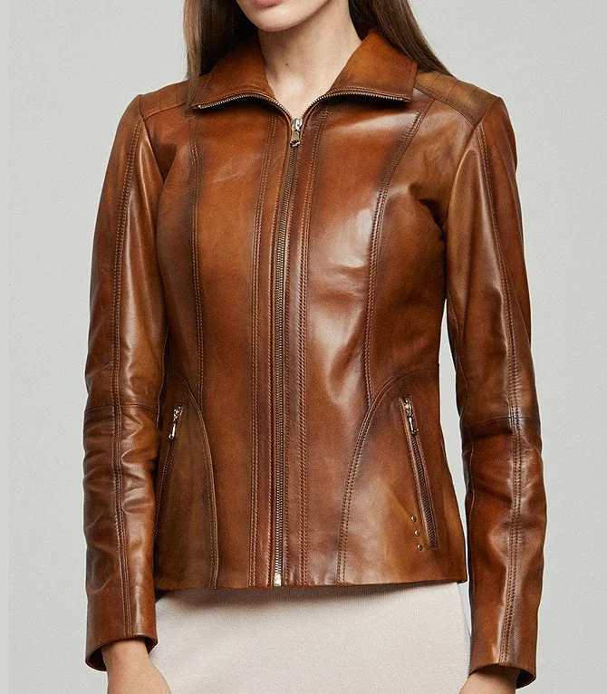 Elizabeth Brown Stylish Leather jacket For Women Herringbone Jacket Checkered Jacket Solid Jacket