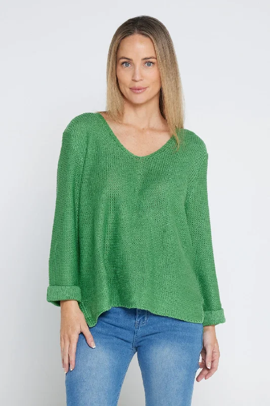 Emmy Cotton Knit Jumper - Apple Green Nylon Fabric Polyester Fabric Spandex Fabric