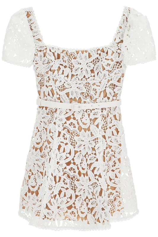 SELF PORTRAIT floral lace mini dress with eight Trendy Button-Detail Mini Dress