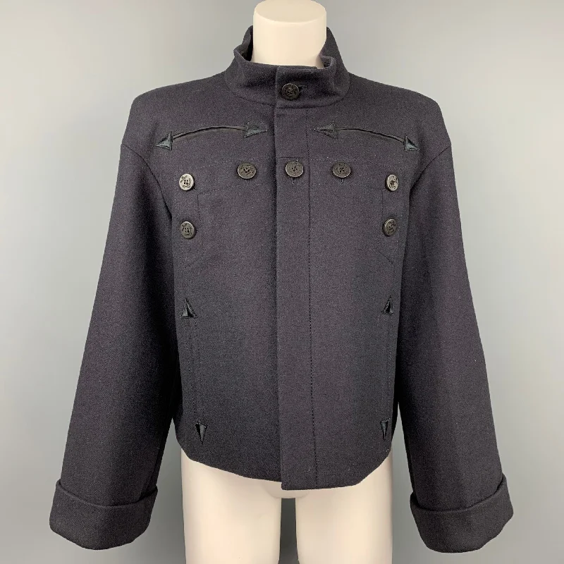 GAULTIER2 by JEAN PAUL GAULTIER Size US 10 Navy Wool / Polyester Sailor Jacket Snapped Jacket Toggled Jacket Drawstring Jacket