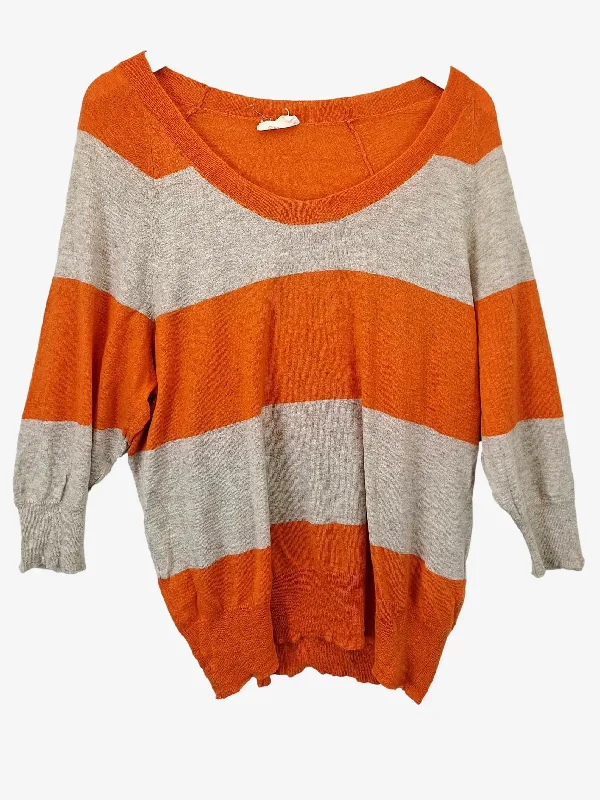 Gorman Orange Spice Stripe Knit Jumper Size 12 Slim Fit Regular Fit Oversized