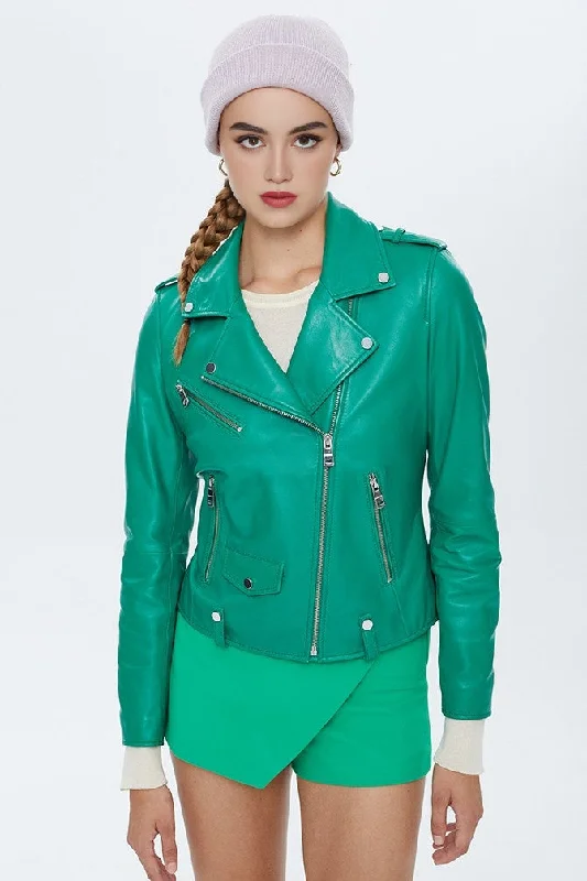 Green Egoist Leather Jacket For Women's Jacket Blazer Coat