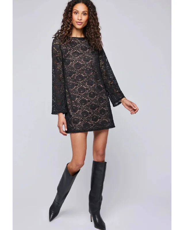 Hannah Lace Mini Dress Black Comfortable Casual Mini Dress