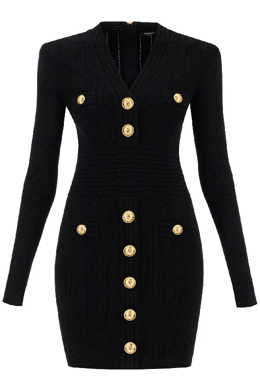 BALMAIN knitted mini dress with buttons Fashionable Summer Mini Dress