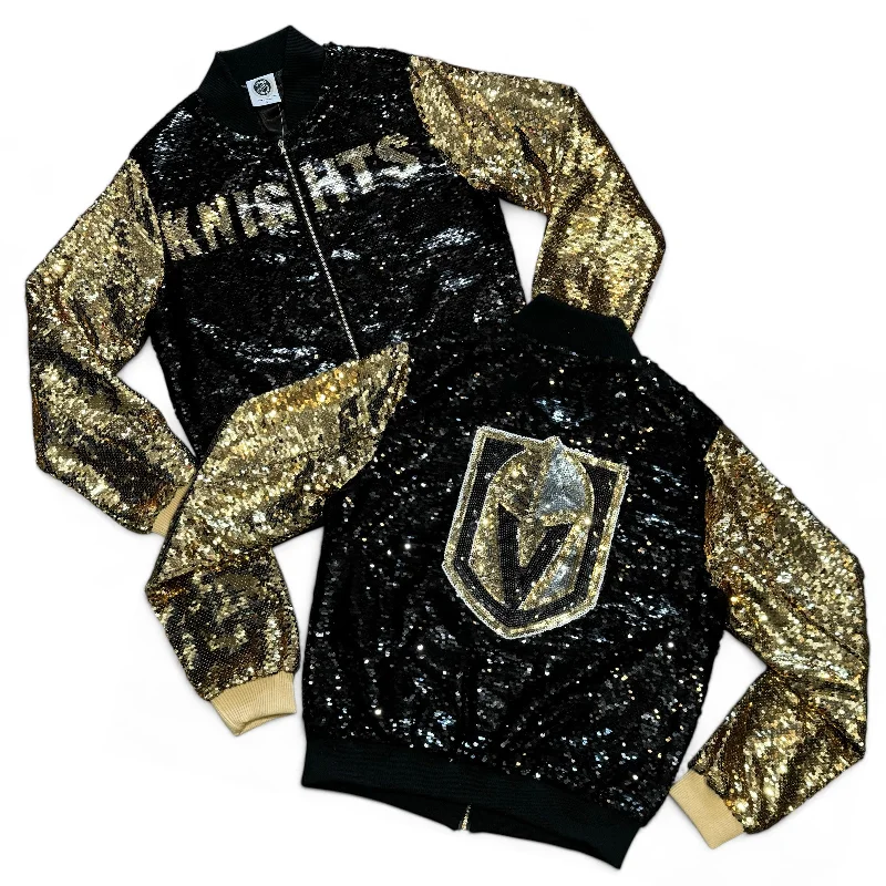 Vegas Golden Knights Women's Sequin Zip-Up Jacket Corduroy Jacket Velvet Jacket Brocade Jacket