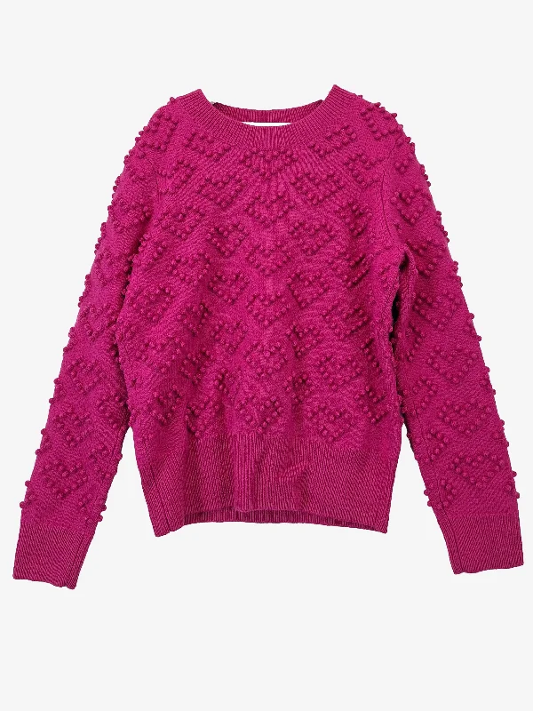 Marcs Magenta Bobble Crew Neck Knit Love Jumper Size S Nylon Fabric Polyester Fabric Spandex Fabric