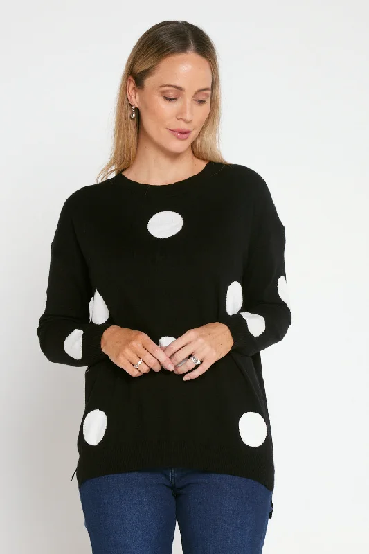 Naomi Jumper - Black Spot Toggled Drawstring Belted