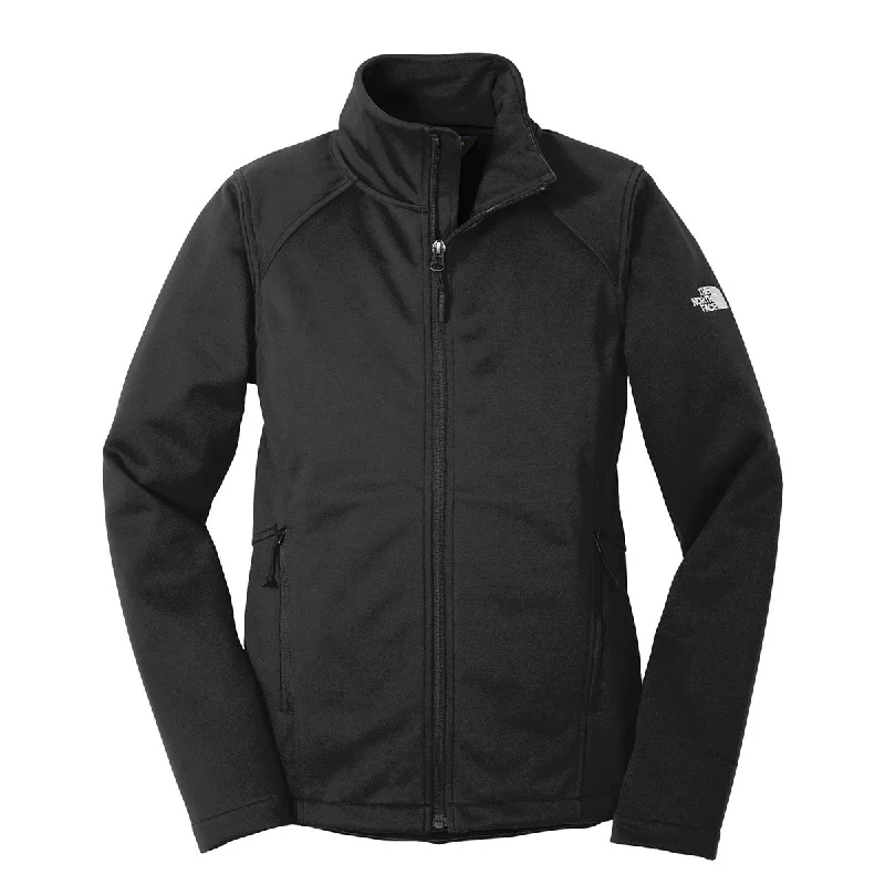 The North Face Women's Black Ridgeline Soft Shell Jacket Zippered Front Buttoned Front Snap Front