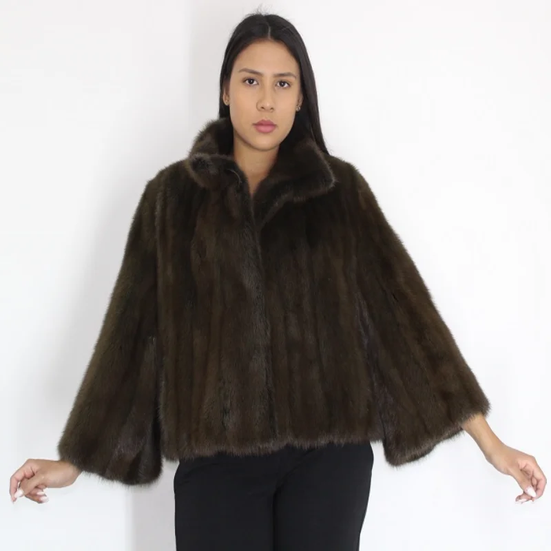 NI Colored khaki mink jacket Faux Fur Jacket Real Fur Jacket Shearling Jacket