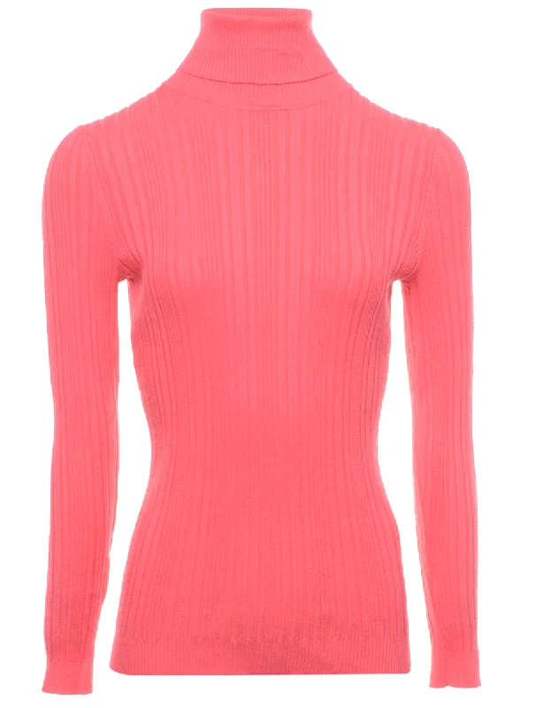 Pink Turtleneck Jumper - S Boxy Sweater Fitted Sweater A-Line