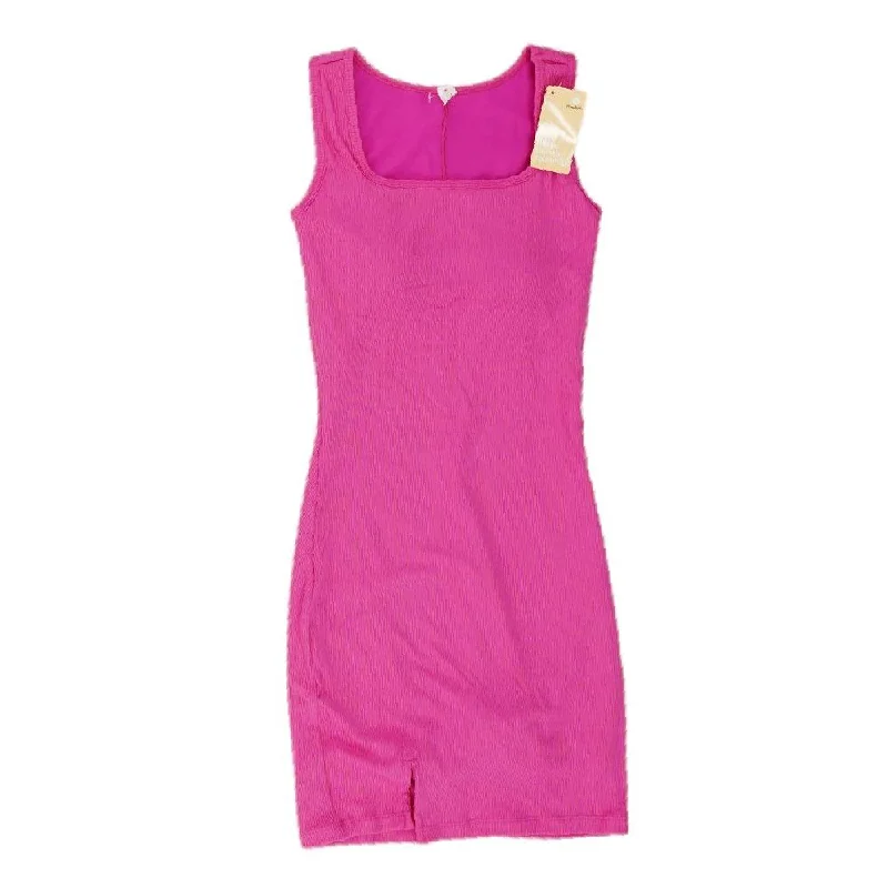 Pink Solid Mini Dress Fashionable Mini Dress with Slits