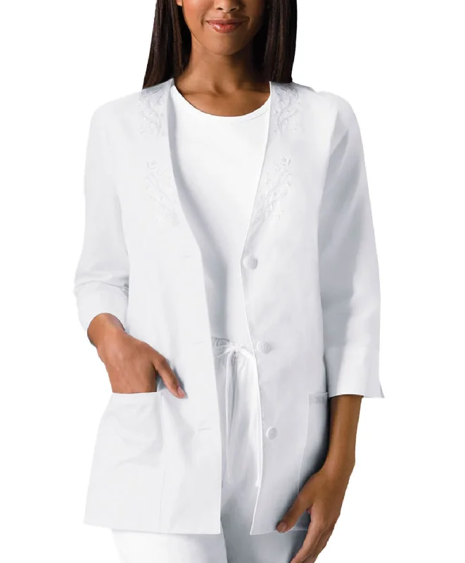 Professional - Women's 3/4 Sleeve Solid Scrub Jacket Knit Fabric Woven Fabric Fleece Fabric