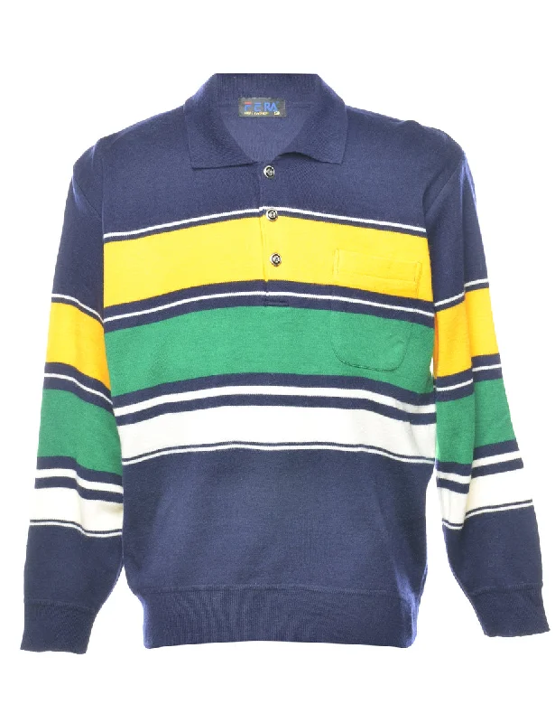 Striped Jumper - M Zippered Buttoned Snapped