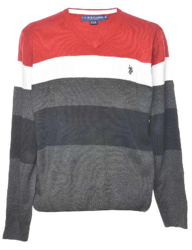 Striped Jumper - M Ribbed Striped Patterned